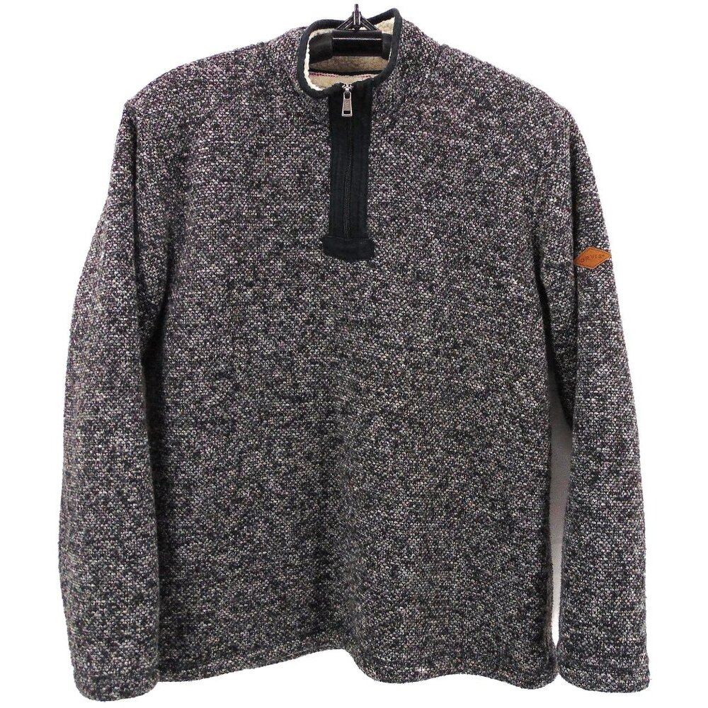 Orvis Mens Brighton Sherpa Lined Pullover Jacket L Marled Gray Black Gorpcore